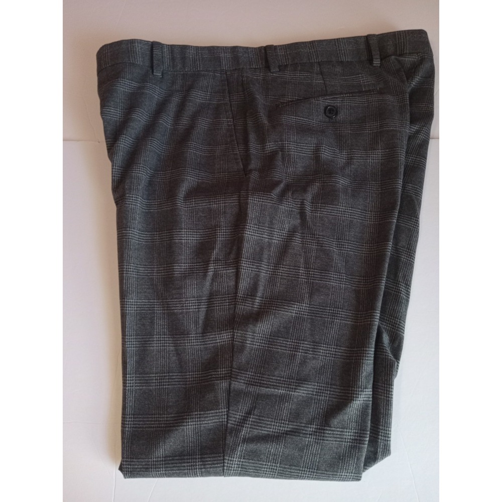 Tommy Hilfiger Men Dress Pants Dark Gray Hounds Tooth Plaid 36x32